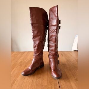 Brown Leather Knee-High Boots